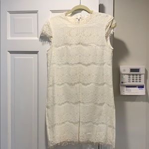 White dress with lace overlay